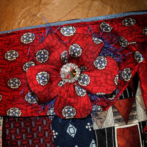 SOLD HANDMADE Purse Repurposed Necktie Boho Tie - Picture 3 of 7